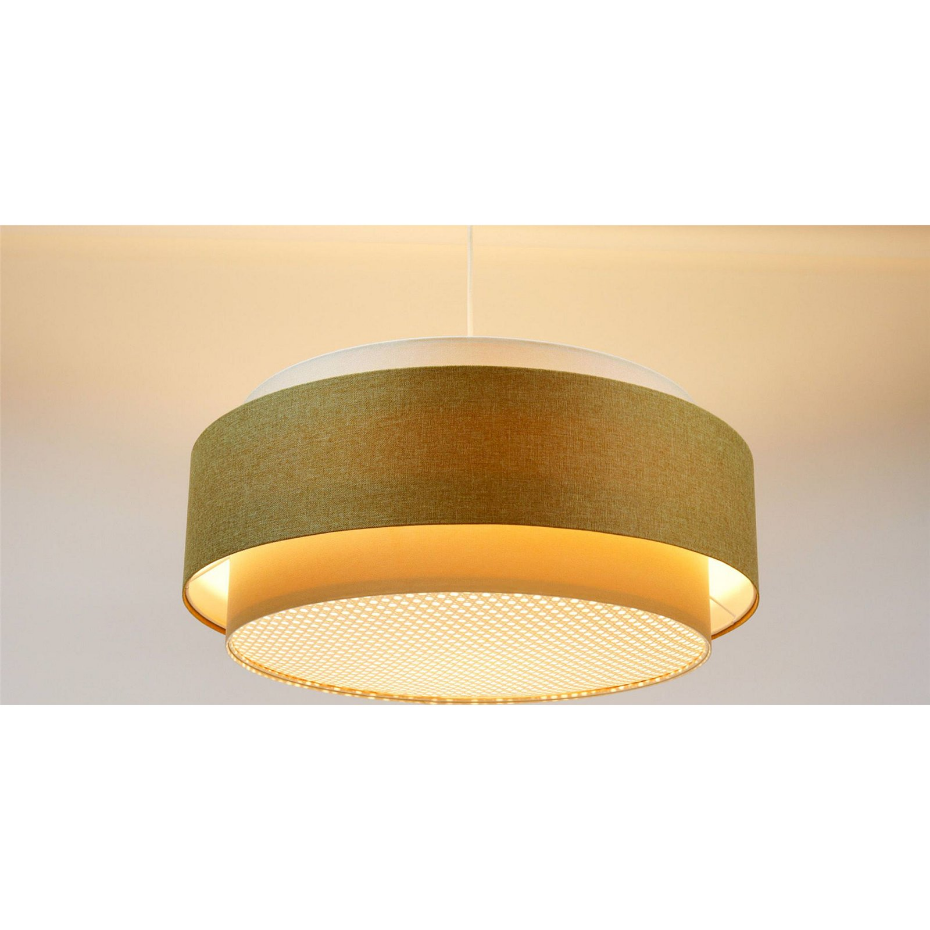 Suspension ronde en tissu et rotin Boho Elegant