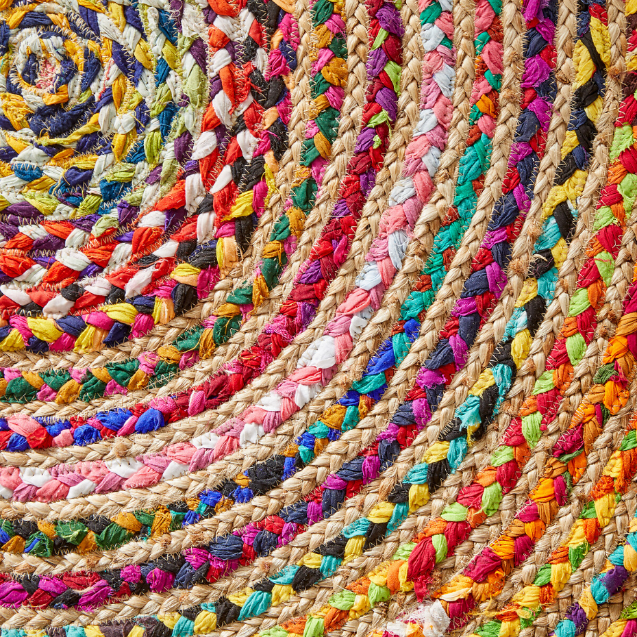 Tapis jute et coton recyclé ø150 cm, Jaco