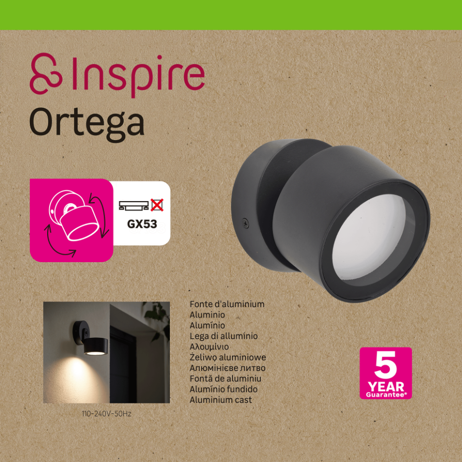 Applique en aluminium réglable, ORTEGA