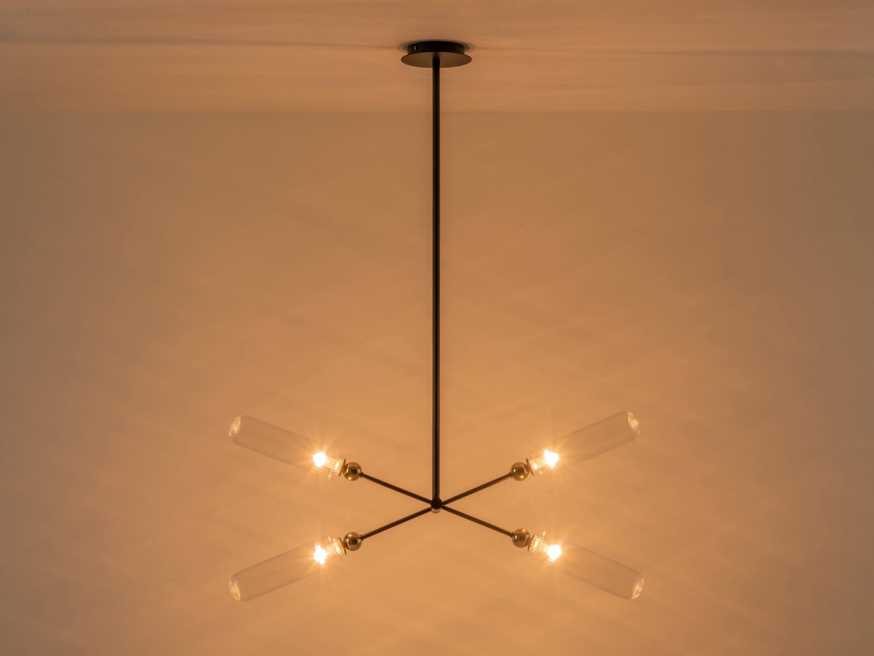 Plafonnier lustre en verre strié