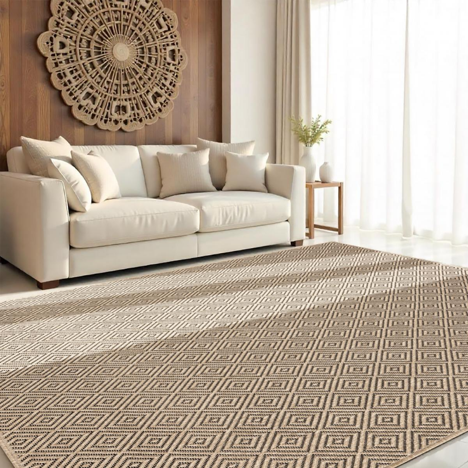 Tapis extérieur intérieur LYN13 REZY aspect jute ton sur ton