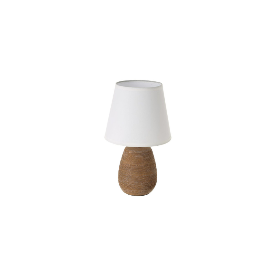 Lampe à poser ronde céramique marron effet naturel - 17x17x27.5cm