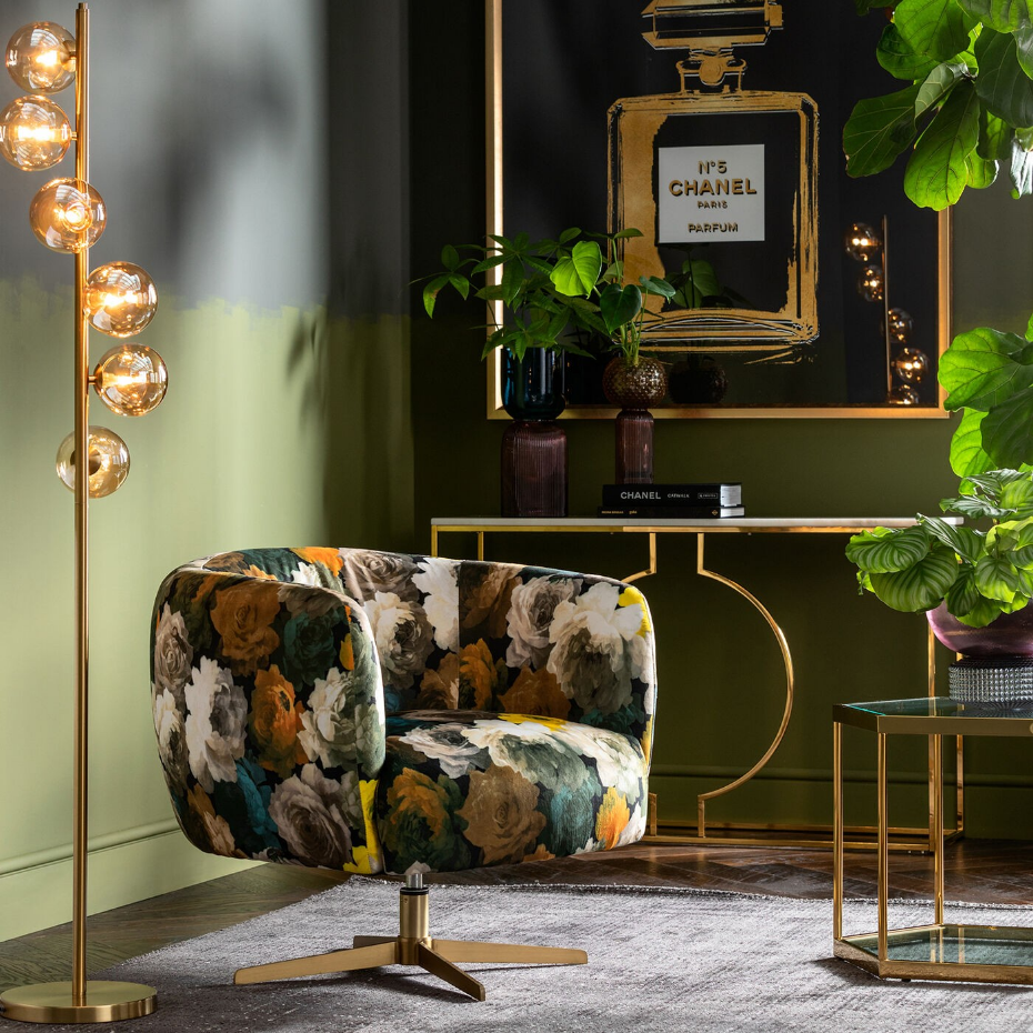 Lampadaire en verre et acier, SCALA BALLS