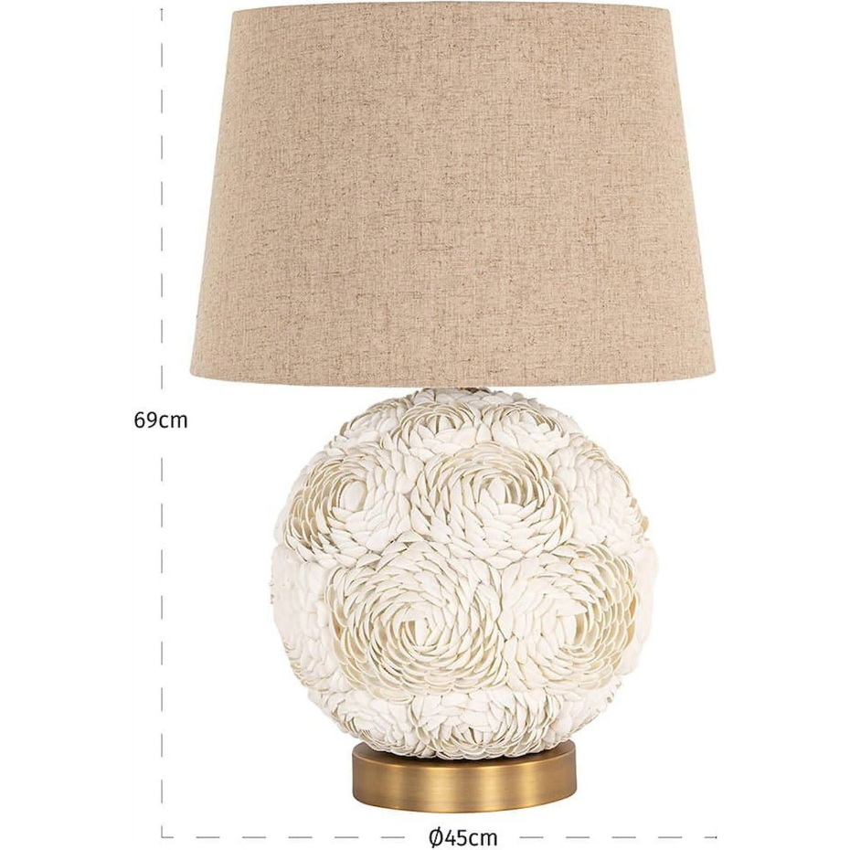 Lampe à poser ronde avec base en coquillages