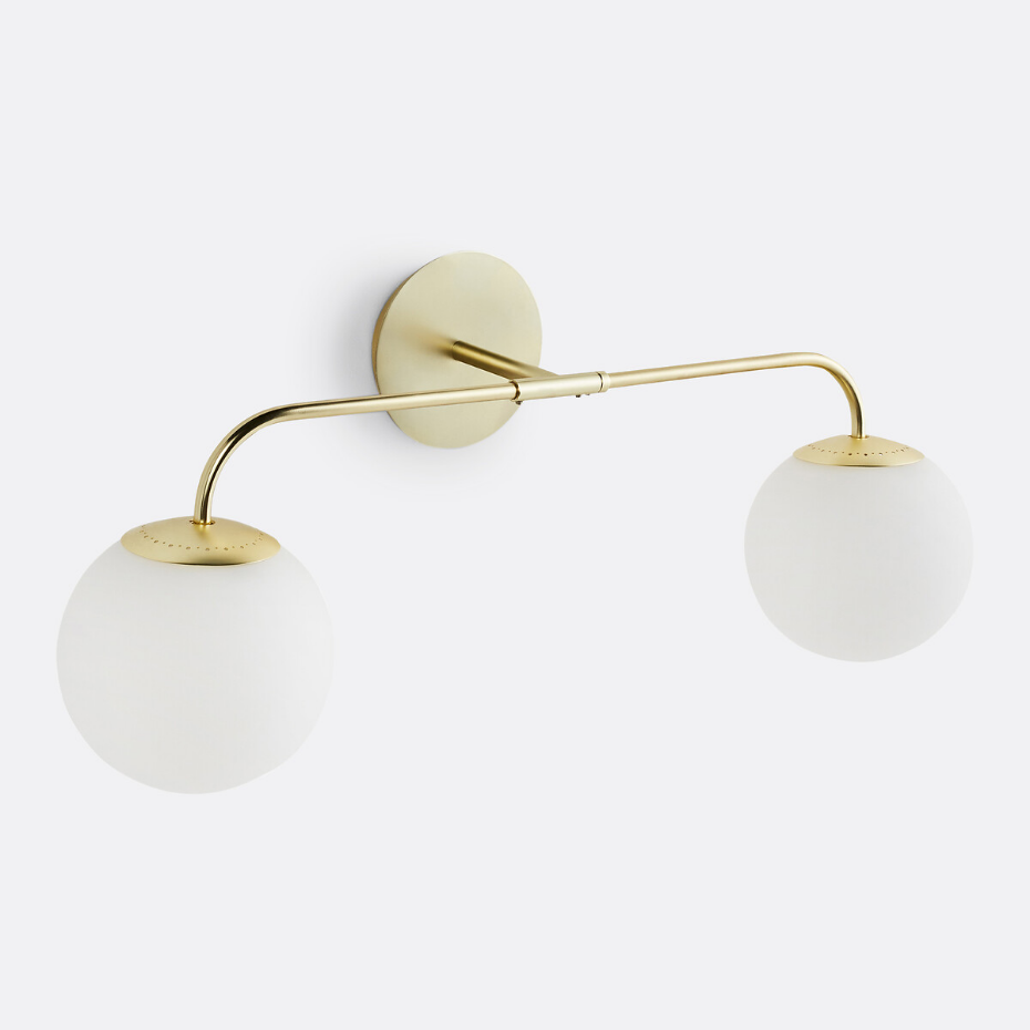 Applique double laiton et verre opaline, Moricio