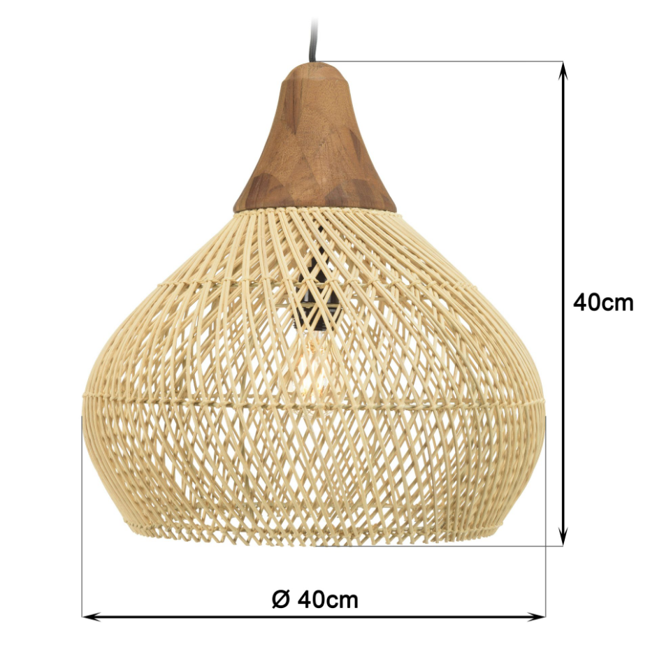 Suspension cloche en rotin FOLELLI