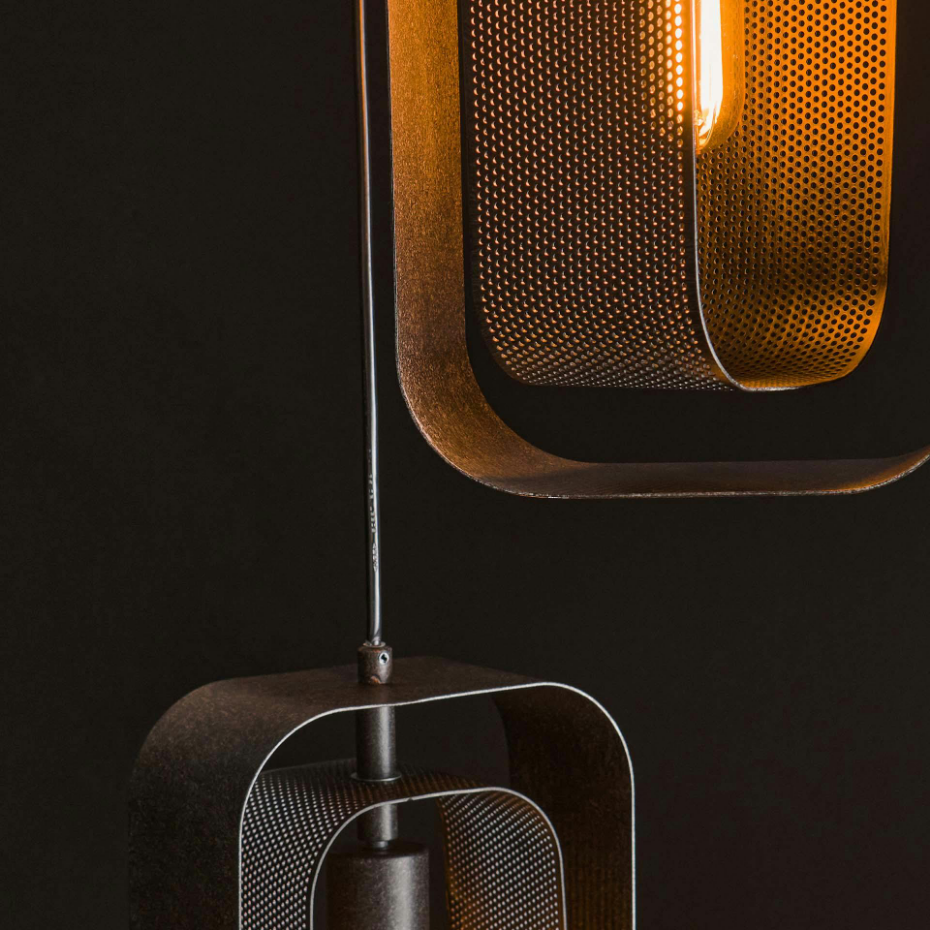 Suspension industrielle à double cadre 3 lampes RALF