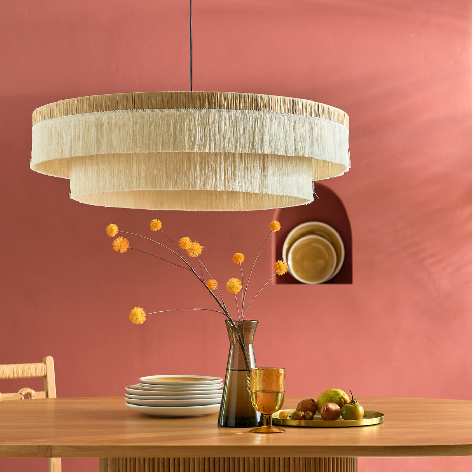 Suspension frangée en raphia Ø86 cm, Kavi