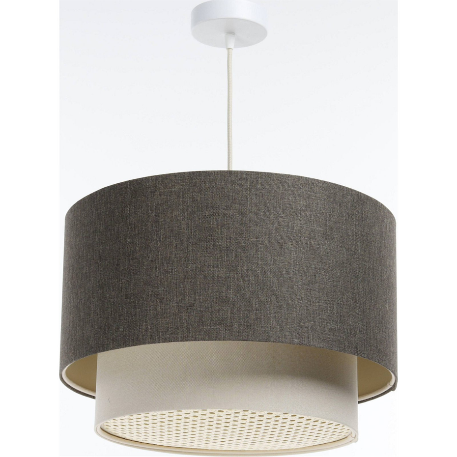 Suspension en tissu et rotin ronde Boho Elegant