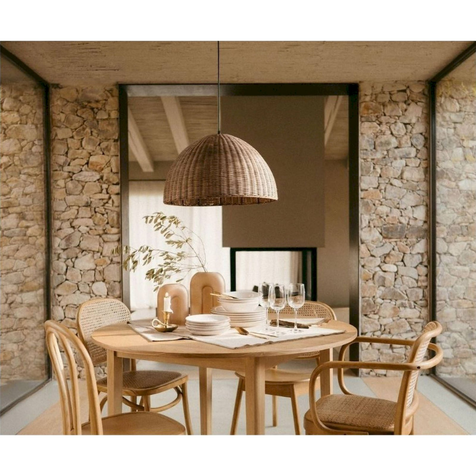 Suspension en rotin rond style rustique