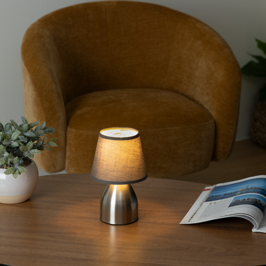 Lampe tactile métal et tissu SORBA
