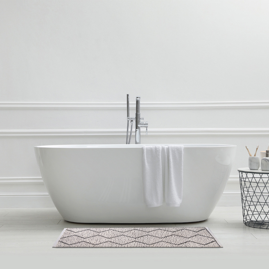 Tapis de bain déco en polycoton ZIG ZAG