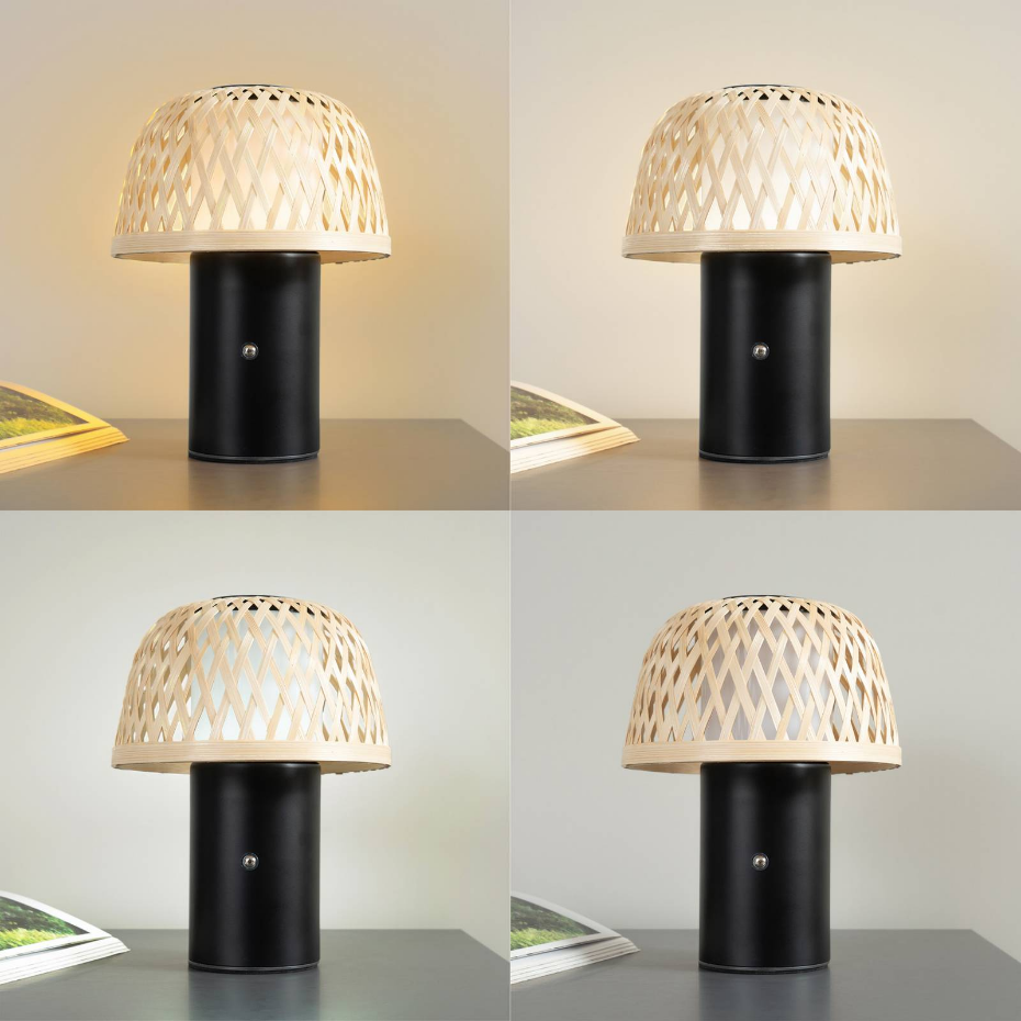 Lampe à poser en bambou moderneLED, Nifelia