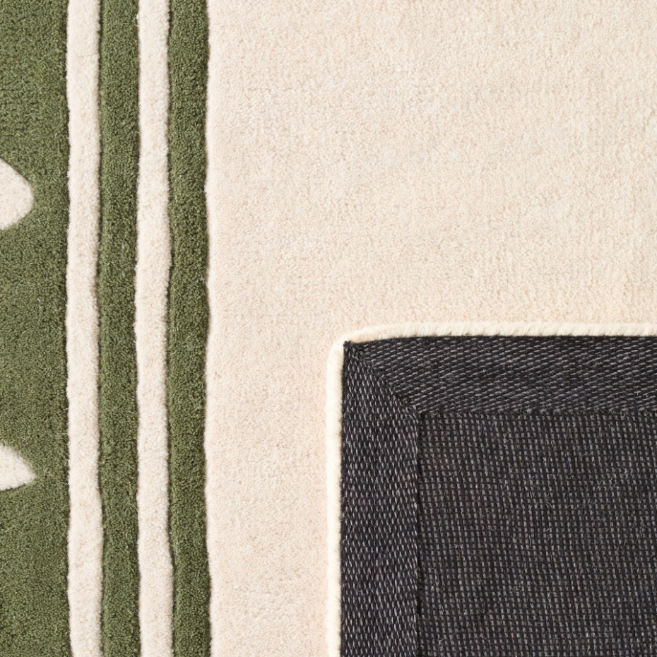 Tapis fait main en laine motif vintage CÈDRE BLANC