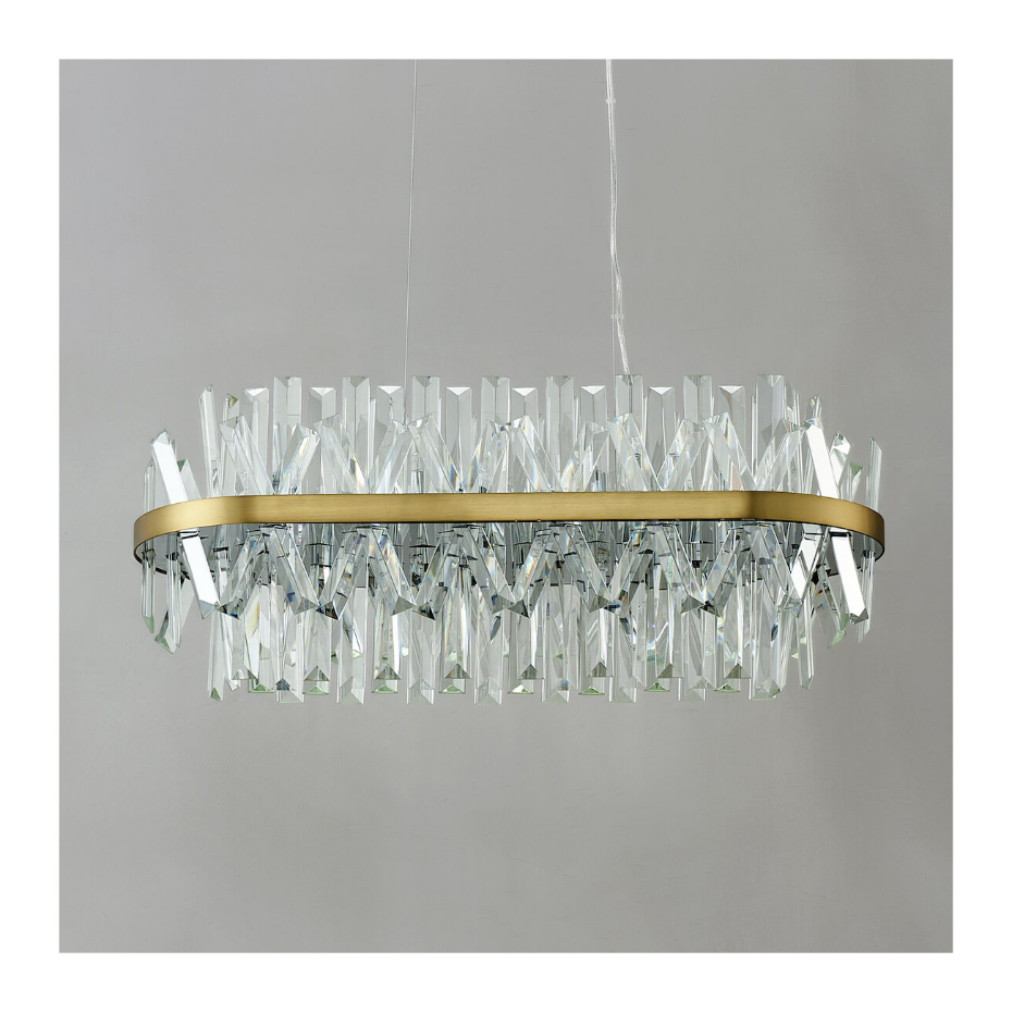 Lustre doré à pampilles en cristal - ARIELLA