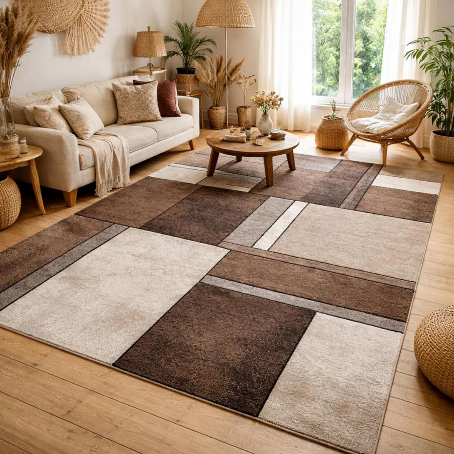 Tapis salon et chambre tissé motif géométrique LYN8 GEOME