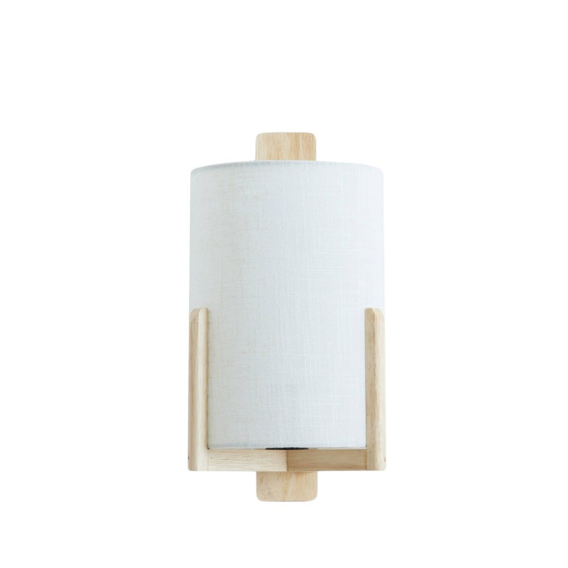 Applique bois clair et abat-jour blanc avec interrupteur Litto