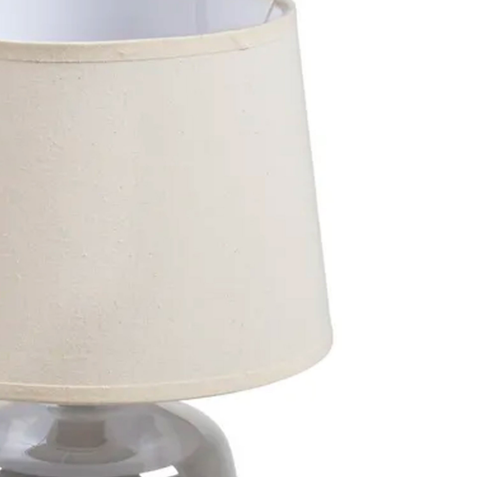 Lampe à poser pied en verre gris et abat jour beige 27x27x37cm