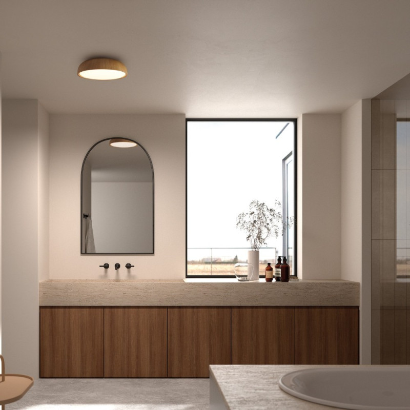 Plafonnier led salle de bain Tokio impression bois