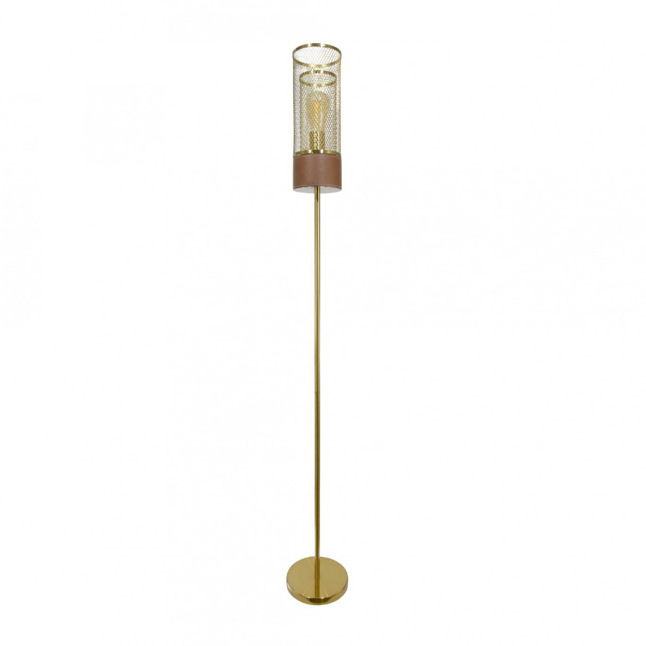 Lampadaire en métal et aspect cuir, ACUERO