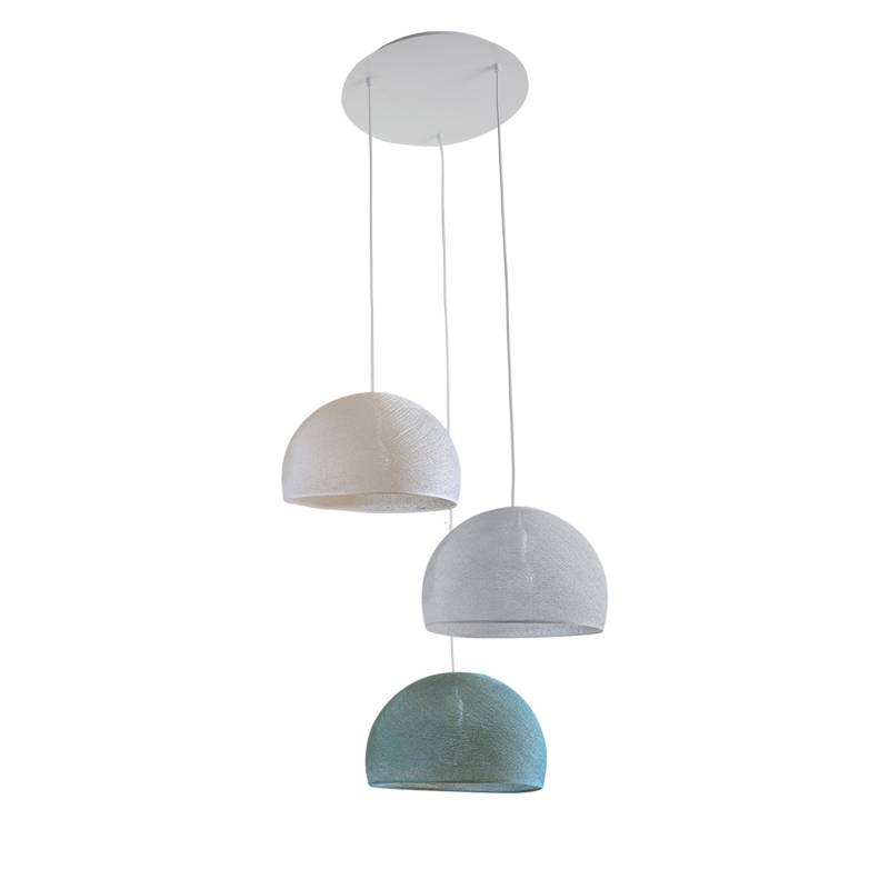 Plafonnier blanc 3 coupoles 31 vert de gris - gris perle - écru