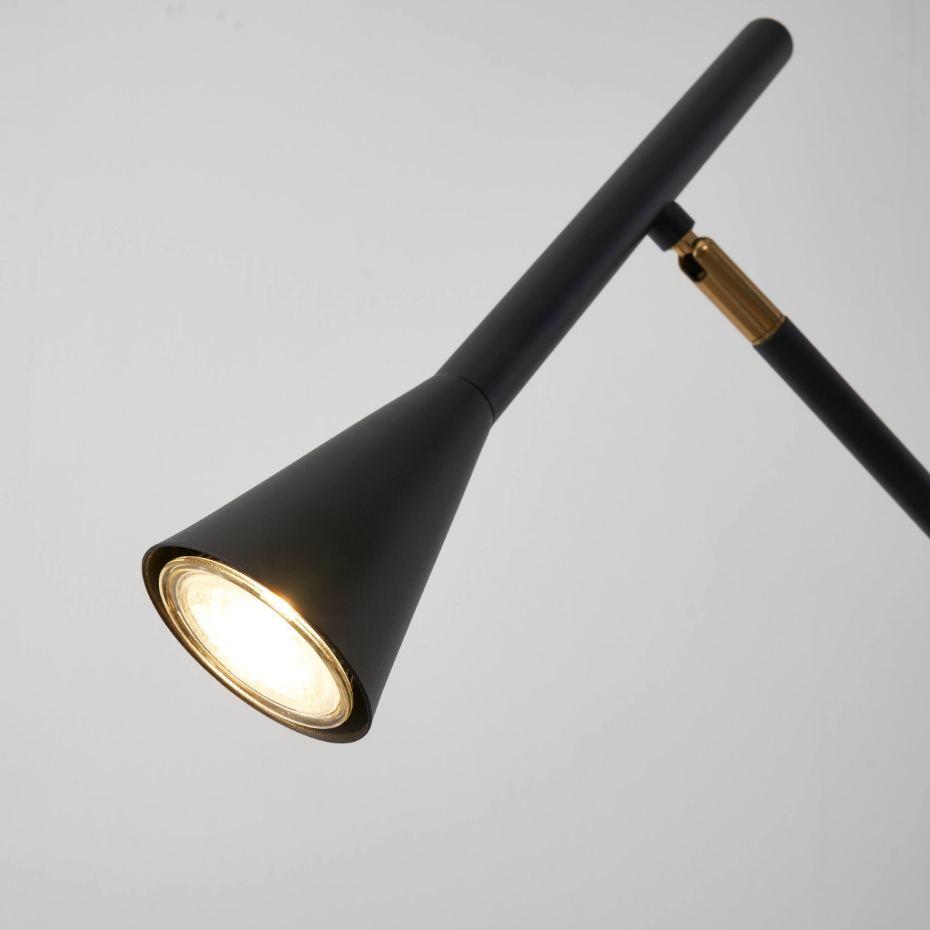 Lampadaire noir avec base en marbre - HOLEN