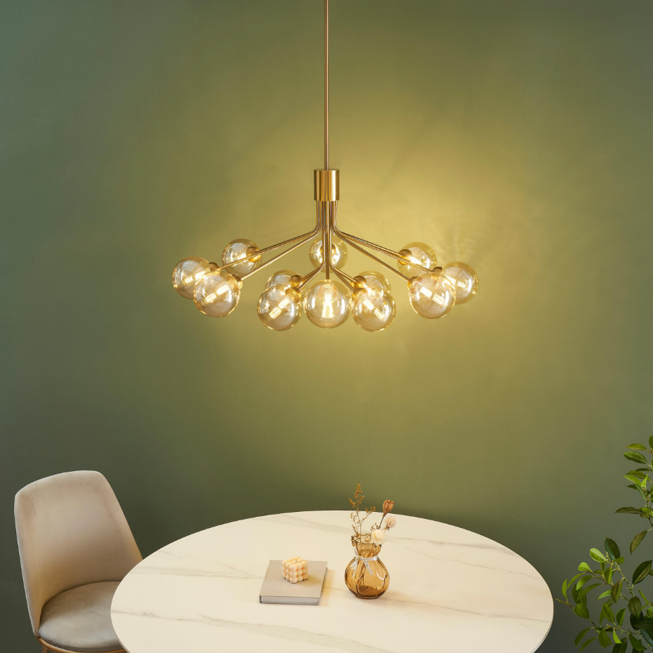 Suspension design 12 boules ambrées - AUDREY