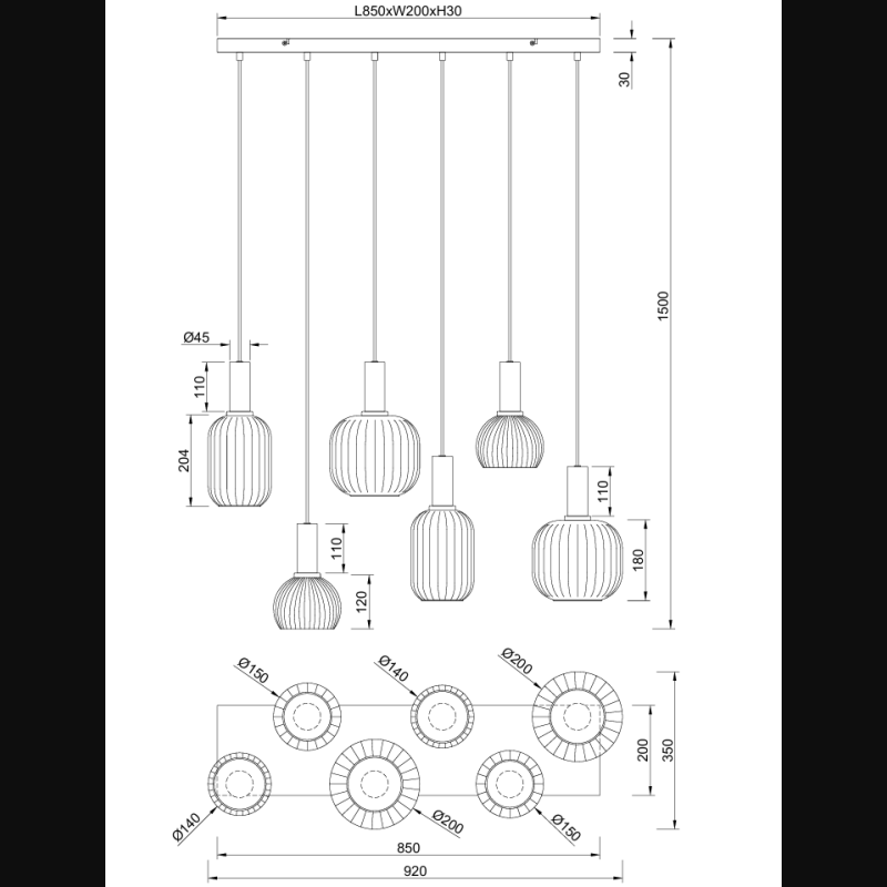 Suspension en verre design, DIVA