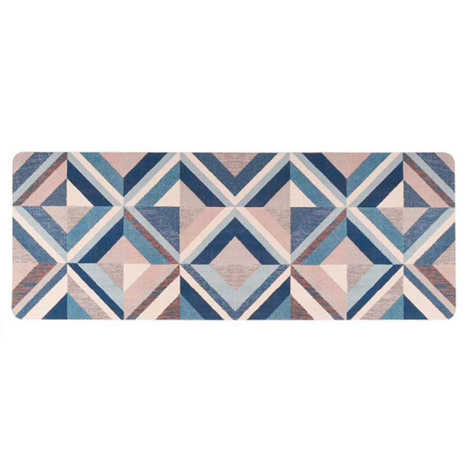 Tapis de cuisine ergonomique triangles bleus 45x120cm