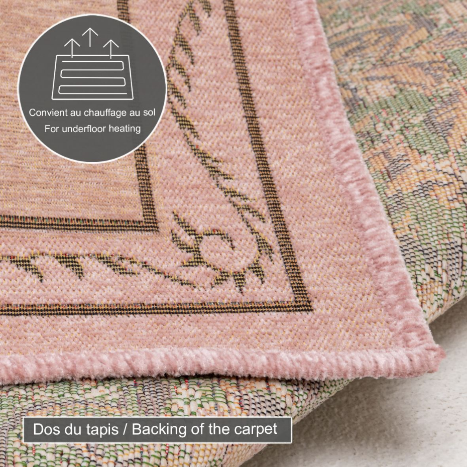 Tapis floral tissé à la machine avec bordure - Flomi