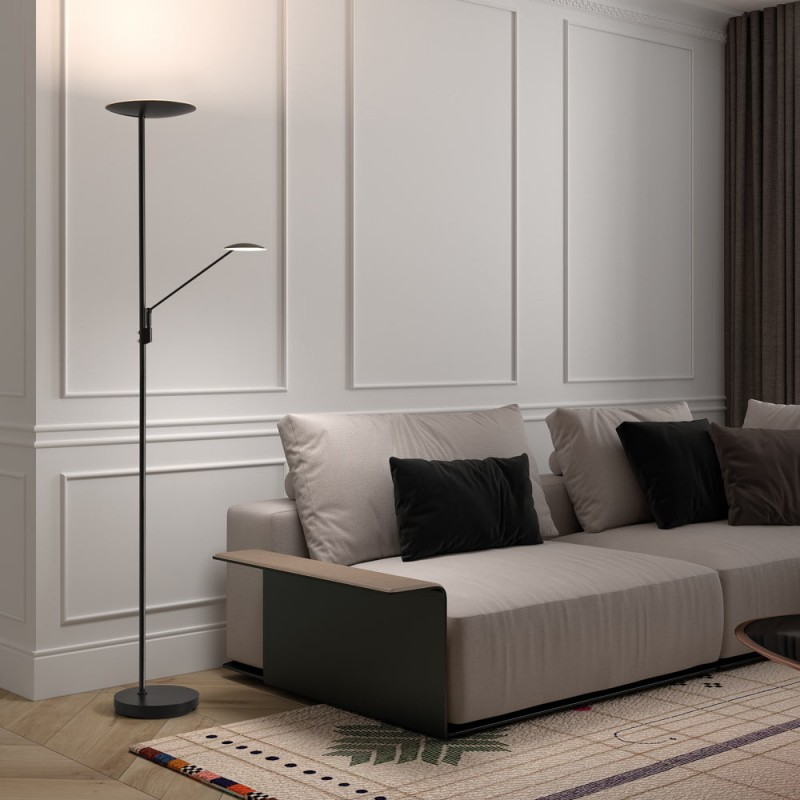 Lampadaire Led Avec Liseuse Daphné Noir