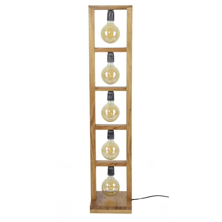 Lampadaire contemporain échelle bois 5 lampes LUCKNOW