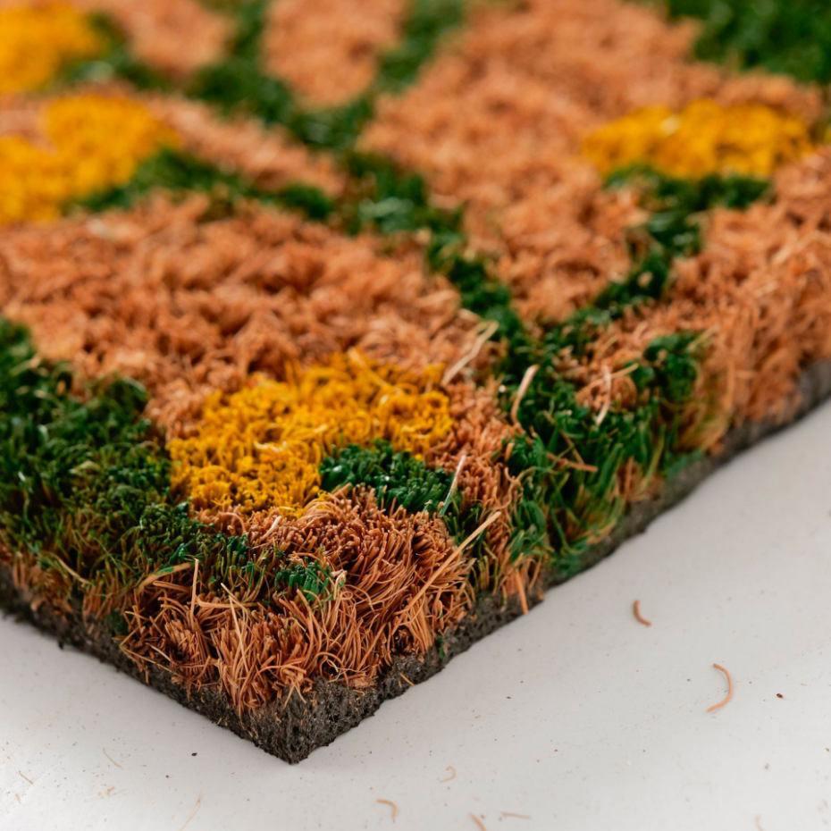 Paillasson coco multicolore fleurs 60x40x1.5cm