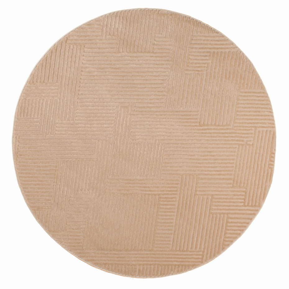 Tapis de salon rond à motif lignes BIANCA