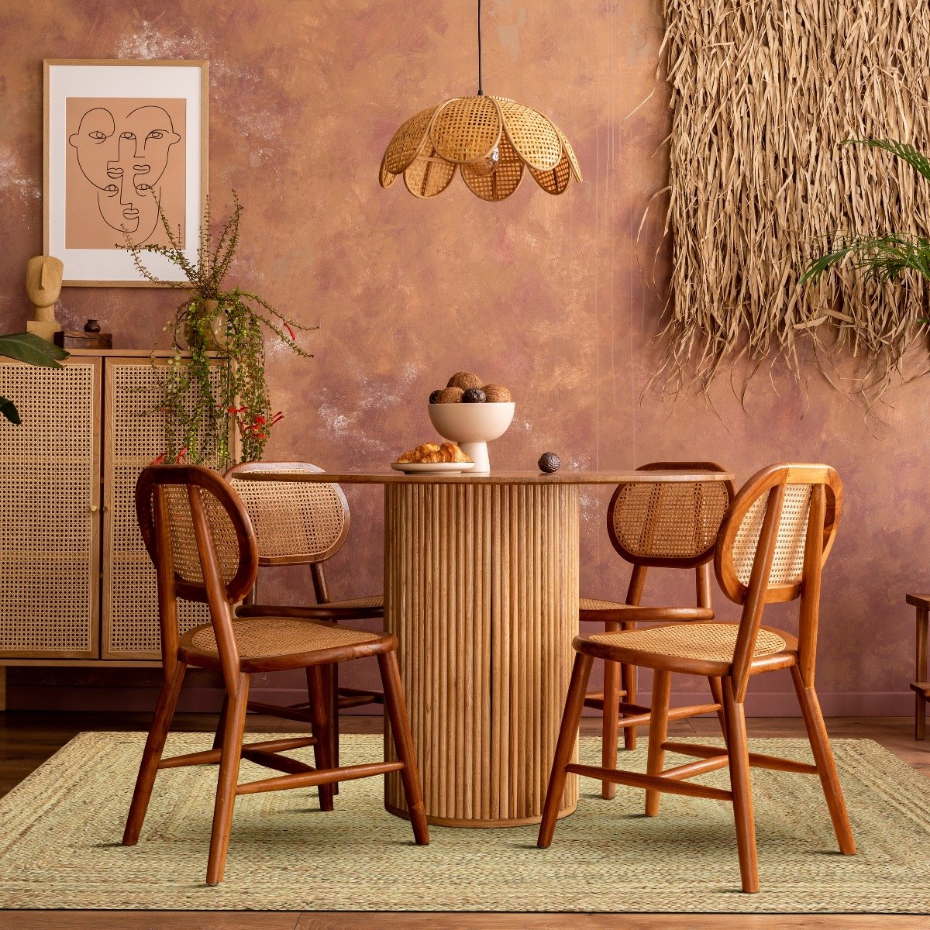 Tapis salon en jute tressé  artisanal VEGETAL JUTE - style bohème