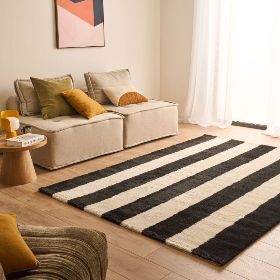 Tapis bicolore à rayures GROOVY