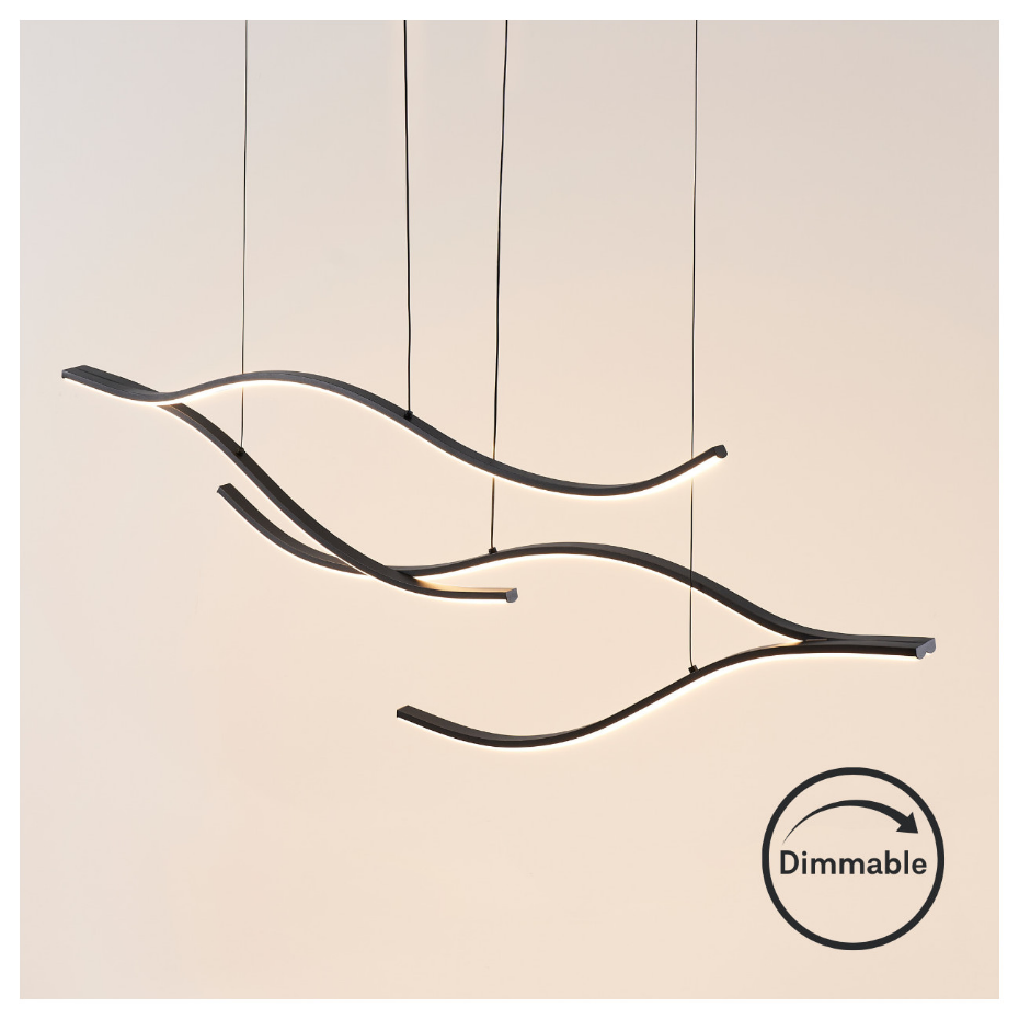 Suspension LED noire effet vague - Linisia