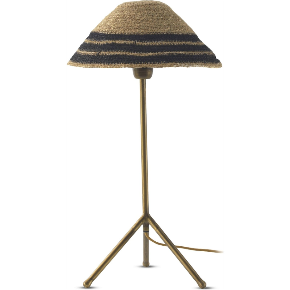 Lampe de table en métal avec abat-jour tressé