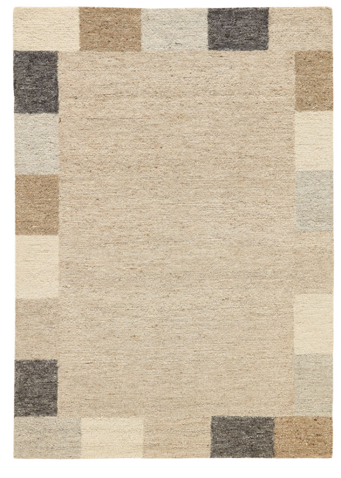 Tapis en laine tufté main aux couleurs douces et bordures