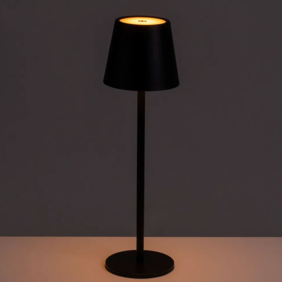 Lampe à poser en métal noir LED sans fil 11x11x37cm