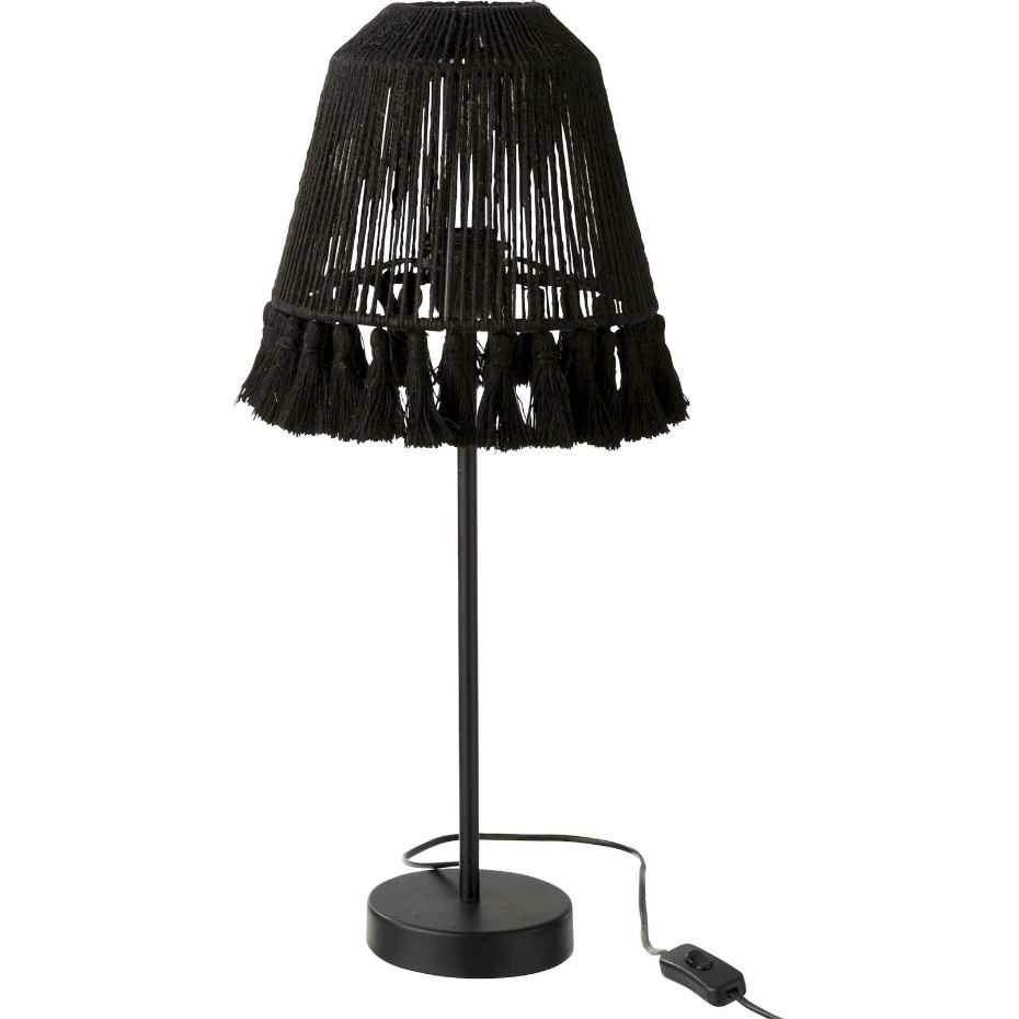 Lampe de salon ronde en métal et jute