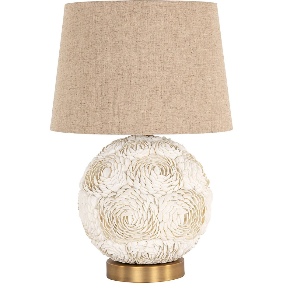 Lampe à poser ronde avec base en coquillages