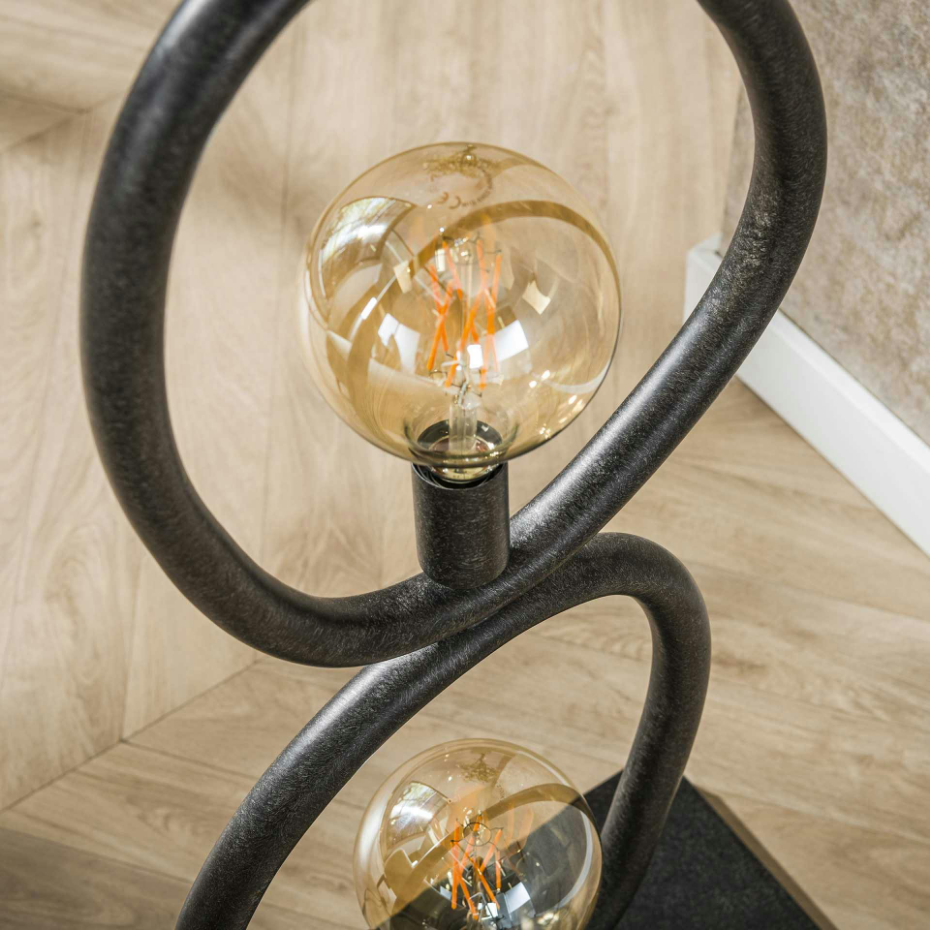 Lampadaire salon noir – forme galet, 4 ampoules TRIBECA