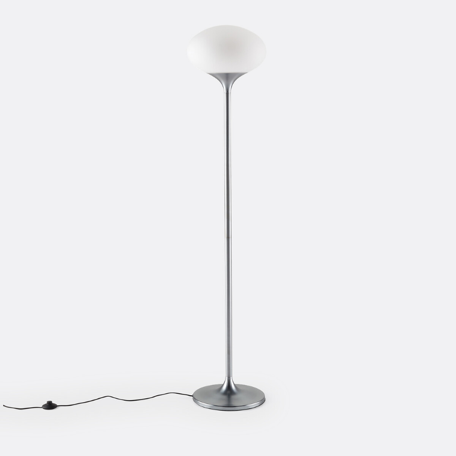 Lampadaire métal fer chrome et opaline, Merisa