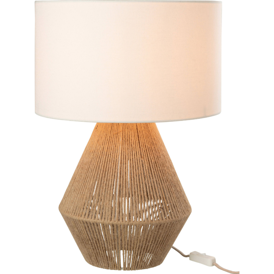 Lampe de salon en métal et ficelle de jute ronde