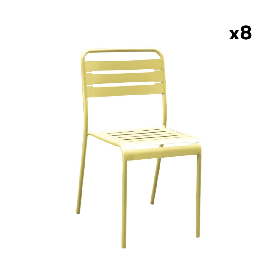 Table de jardin métal + 8 assises AMÉLIA