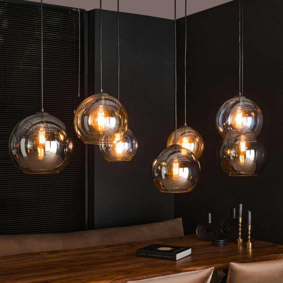 Suspension globe 7 lampes multicolores NOVA