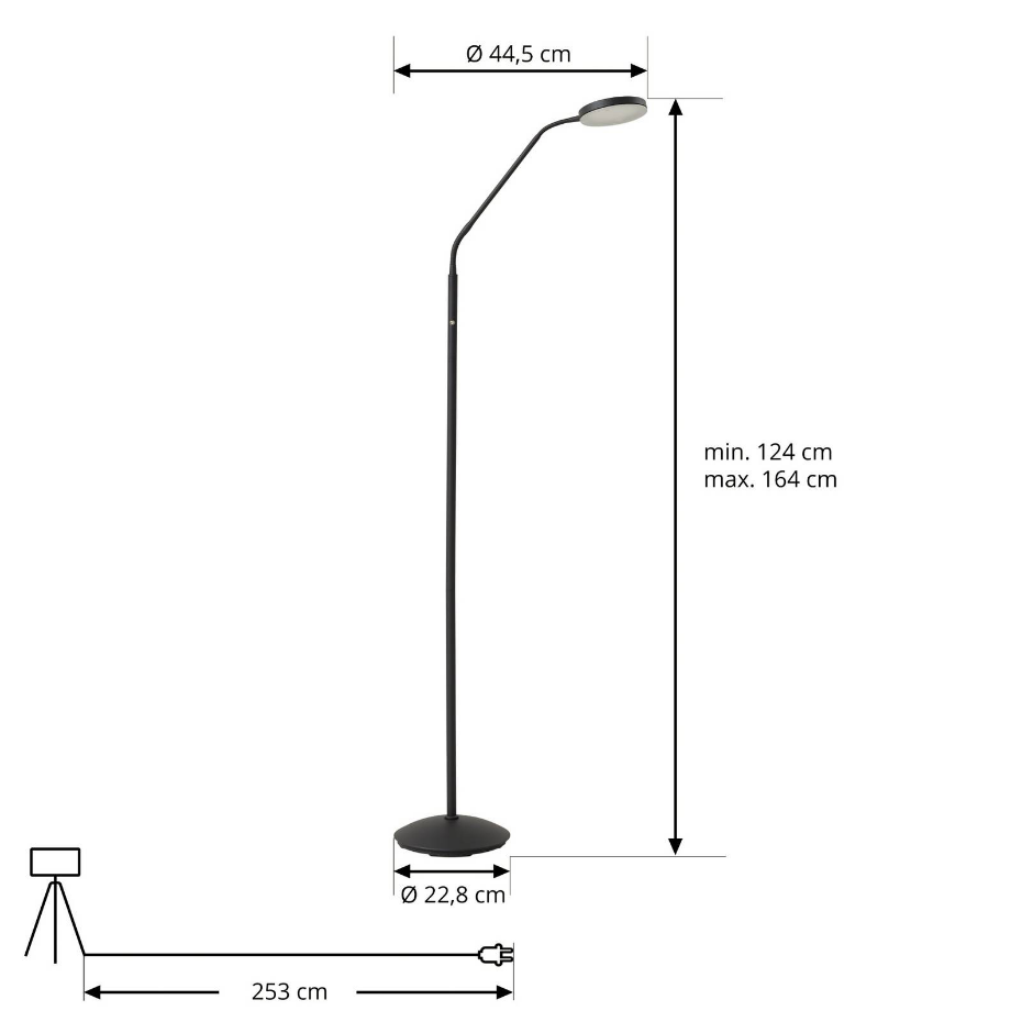 Lampadaire en métal moderneLED, Elvyn