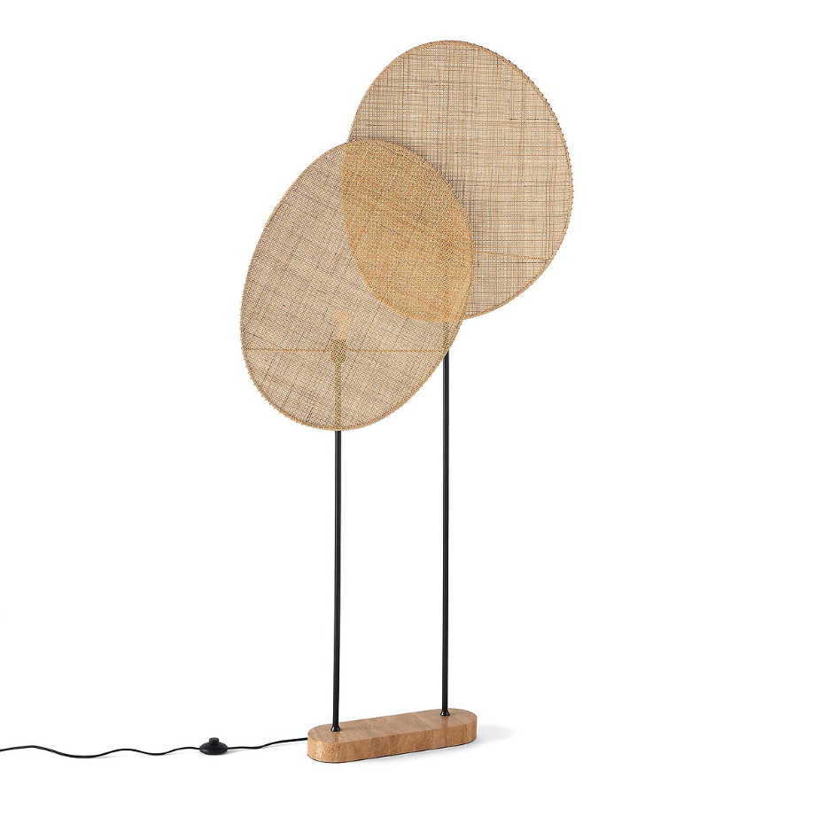 Lampadaire en rotin, Canopée, design Emmanuel Gallina