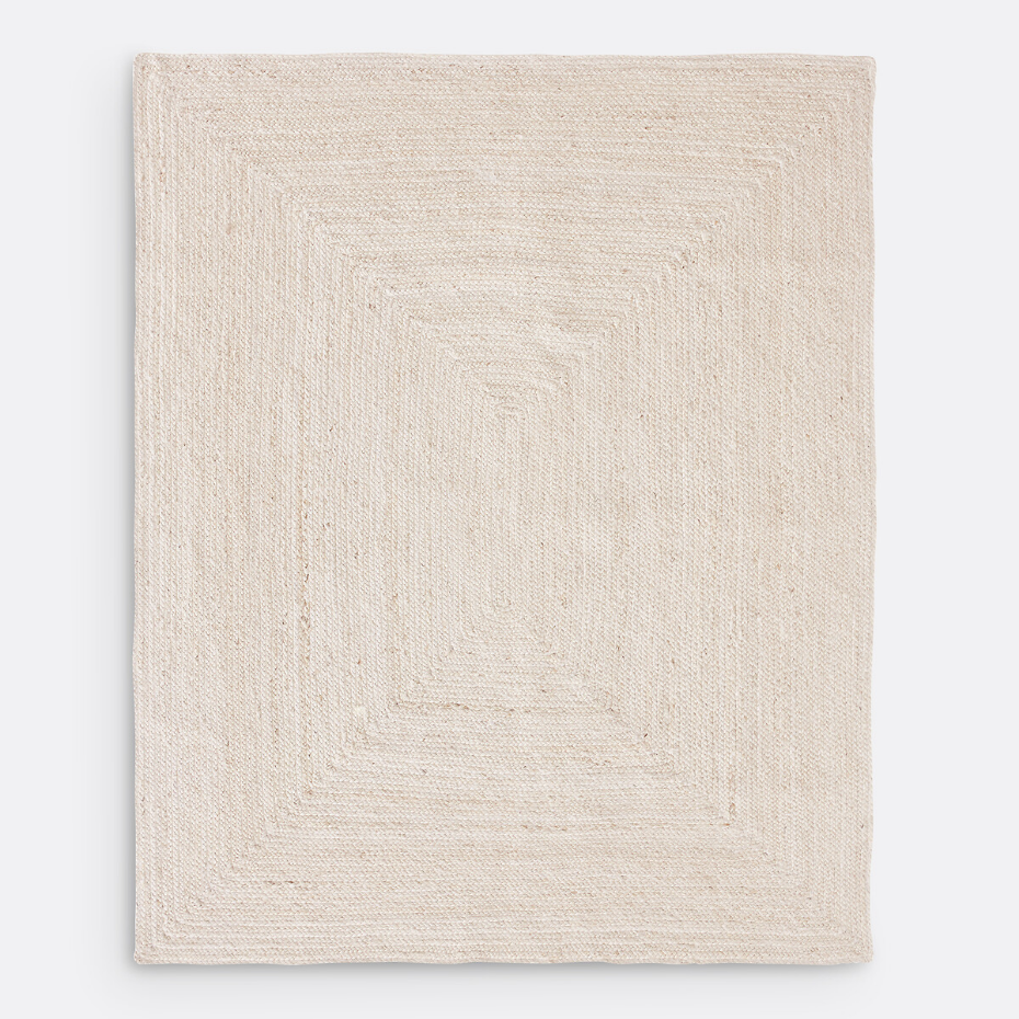 Tapis rectangulaire jute blanchi, Aftas